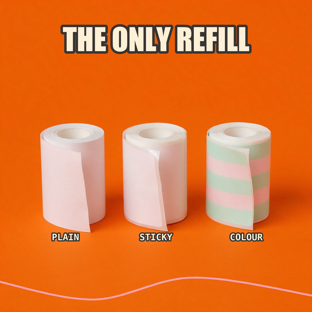 Three paper refills: plain, sticky and coloured sticky